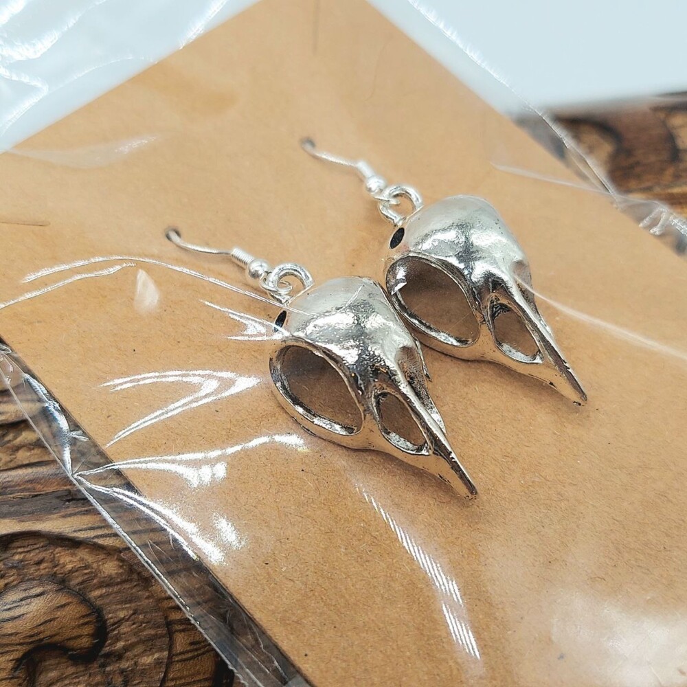 Bird Skull Earrings Whimsigoth Boho Goth